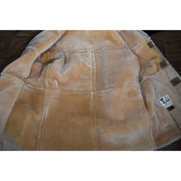 Vintage Lakeland Tan Suede Field Coat Men's Sz 42 Wool Lining Trim Button Up - Picture 9 of 11